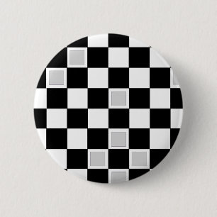 Grey Checkers 2 Inch Round Button
