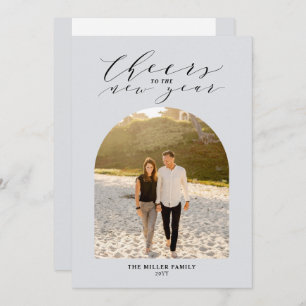 Grey Cheers to the New Year Photo Greeting Holiday Card