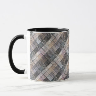grey chequered . mug