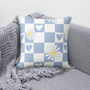 Grey Chequered Nursery Throw Pillow
