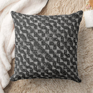Grey chess squares subjected to destructive mosaic throw pillow