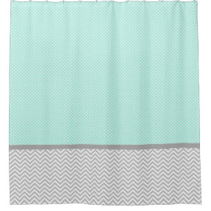 Grey Chevron and Mint Green Shower Curtain