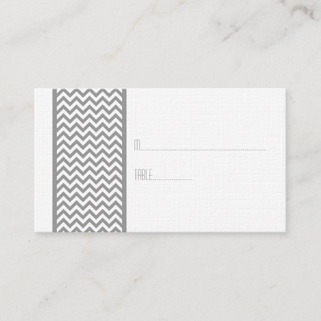 Grey Chevron Border Place Card (Front)