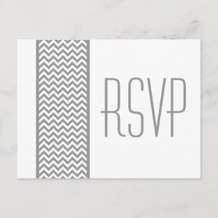 Grey Chevron Border RSVP Postcard