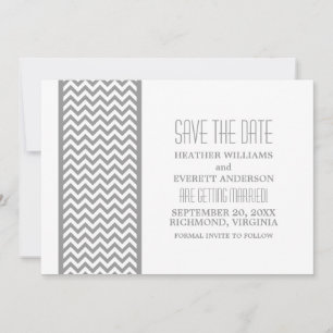 Grey Chevron Border Save the Date Invite