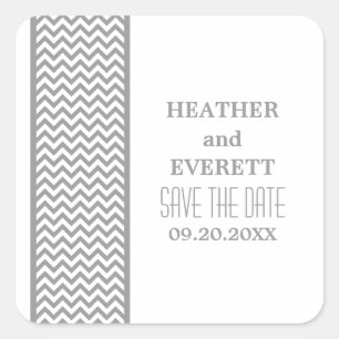 Grey Chevron Border Save the Date Stickers
