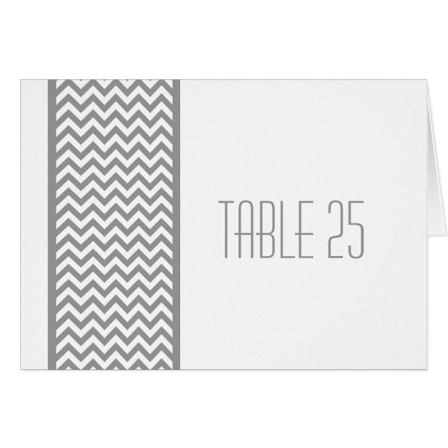 Grey Chevron Border Table Number Card (Front Horizontal)