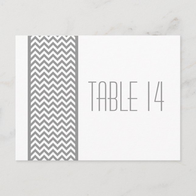 Grey Chevron Border Table Number Postcard (Front)