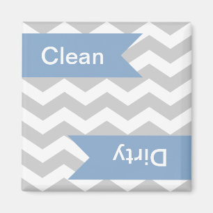 Grey Chevron Clean - Dirty Dishwasher Magnets