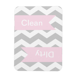 Grey Chevron Clean - Dirty Dishwasher Magnets