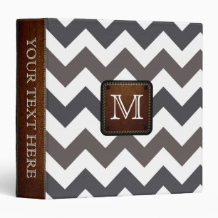 Grey Chevron Custom Monogram Binder