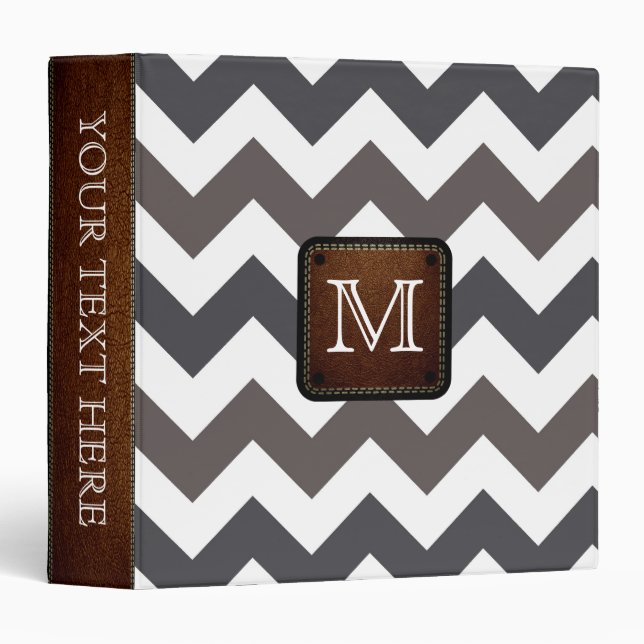 Grey Chevron Custom Monogram Binder (Front/Spine)