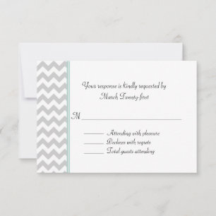 Grey Chevron Custom Wedding RSVP Card