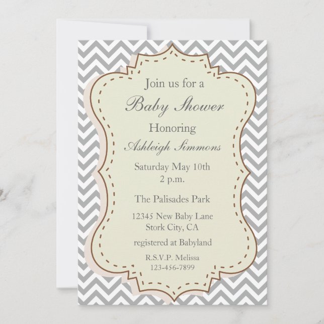 Grey Chevron Invitation (Front)
