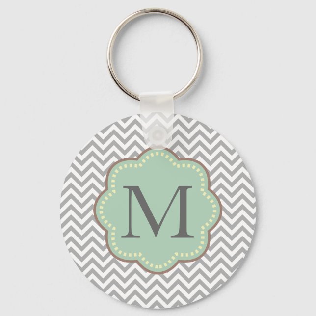 Grey Chevron Keychain (Front)