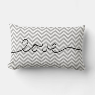 Grey Chevron Lumbar Pillow