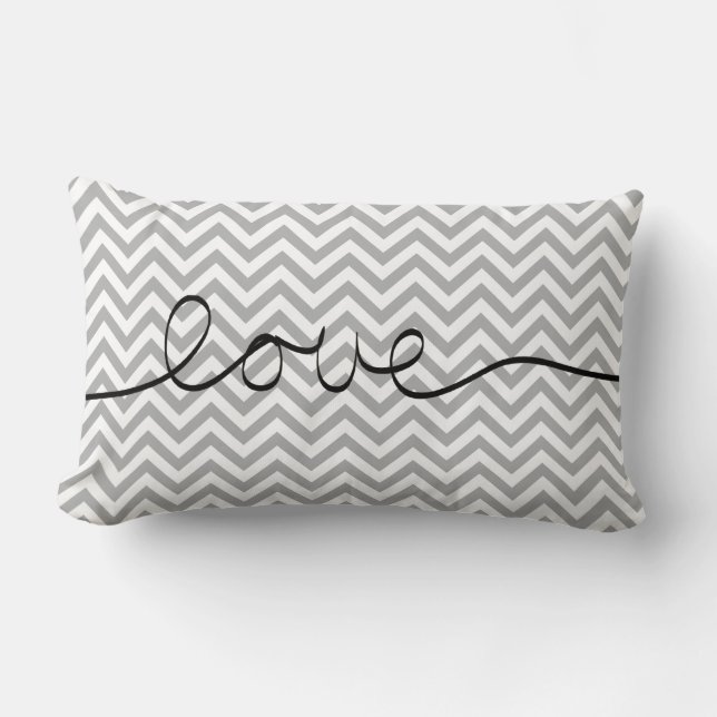 Grey Chevron Lumbar Pillow (Front)