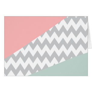 Grey Chevron  Mint and Coral