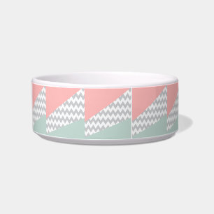 Grey Chevron Mint and Coral Bowl