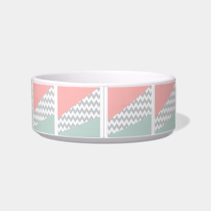 Grey Chevron Mint and Coral Bowl