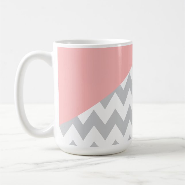 Grey Chevron  Mint and Coral Coffee Mug (Left)