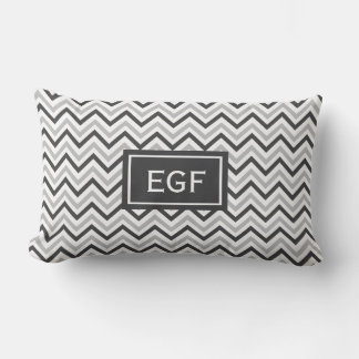 Grey Chevron Monogram Lumbar Pillow