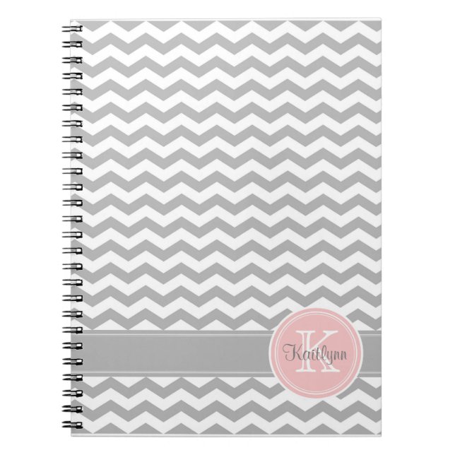 Grey Chevron Monogram Notebook (Front)