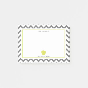Grey Chevron Neon Yellow Apple Teacher Post-it Notes