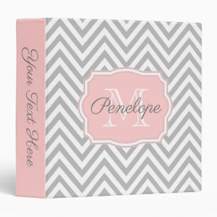 Grey Chevron Pattern Binder
