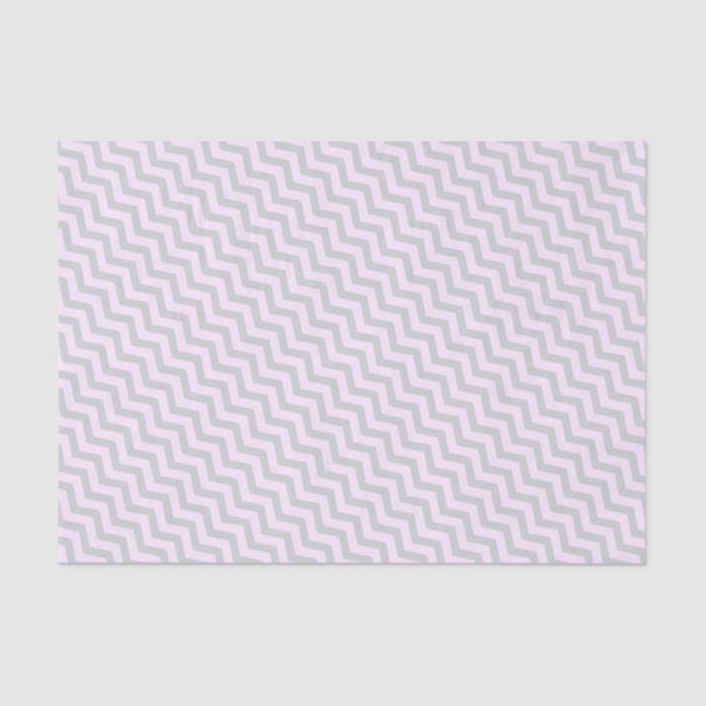 Grey Chevron Pattern on Pale Pink Tissue Paper (Front)