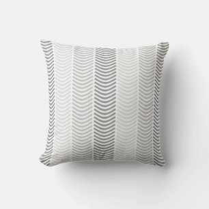 Grey Chevron Pattern/Print Throw Pillow