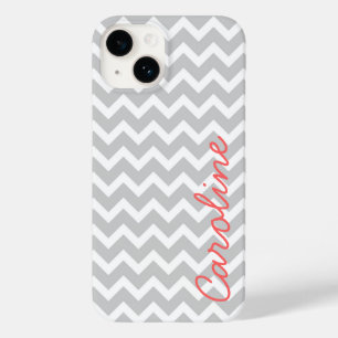 Grey Chevron Personalized Custom Monogram Case-Mate iPhone 14 Case