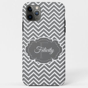 Grey Chevron Personalized iPhone Case