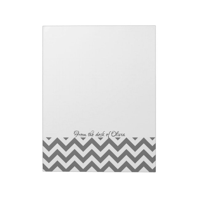 Grey Chevron Personalized Notepad (Rotated)