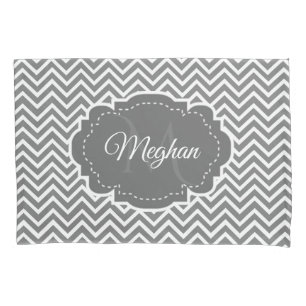 Grey Chevron Personalized Pillowcase