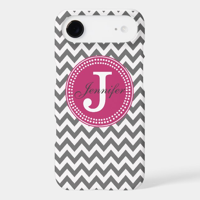 Grey Chevron & Pink Monogram iPhone 6 case (Back)