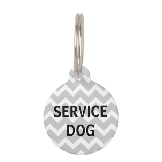 Grey Chevron Print Service Dog Pet Tag (Front)