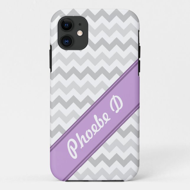 Grey Chevron Purple personalized iPhone 5 Case (Back)