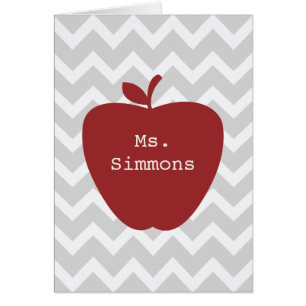 Grey Chevron & Red Apple Teacher
