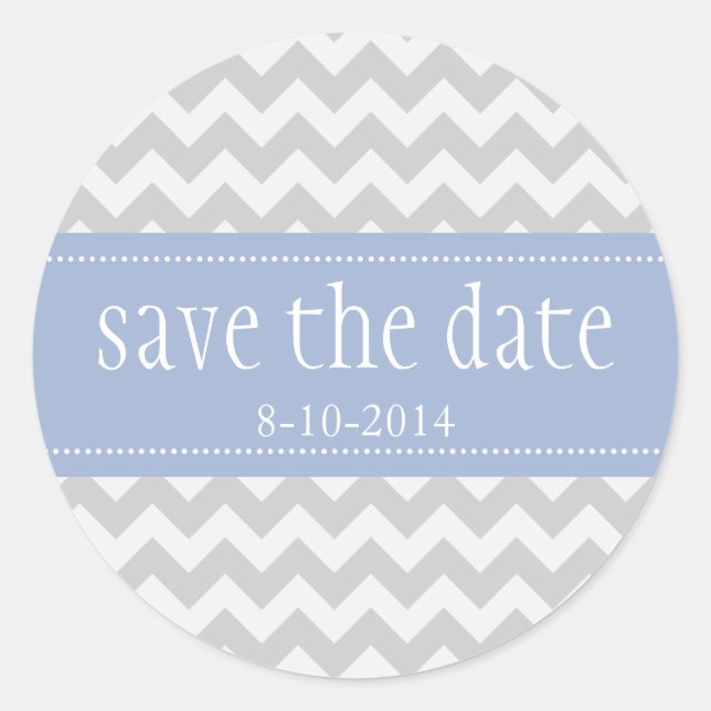 Grey Chevron Save the Date Custom Stickers (Front)