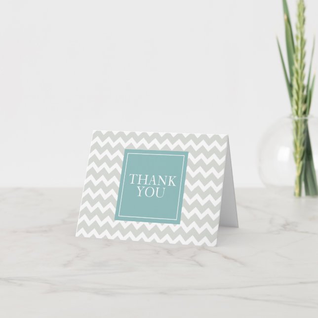 Grey chevron thank you card (Front)