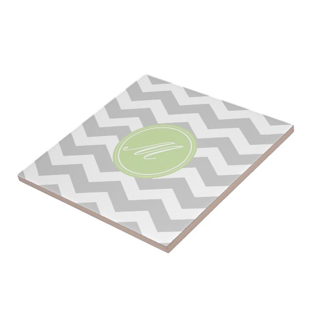 Grey Chevron with Monogram Tiles (Side)