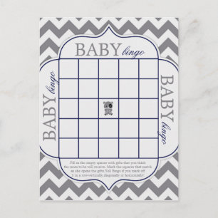 Grey Chevron with Panda Baby Bingo Postcard