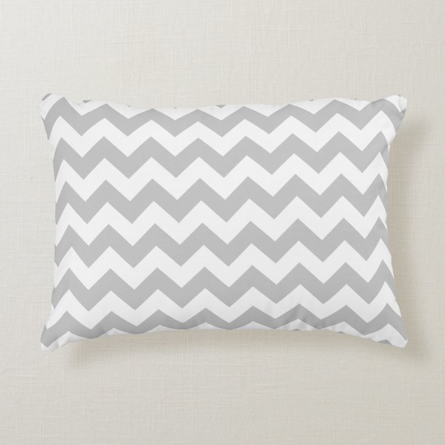 Grey Chevron Zig Zag Decorative Pillow (Front)