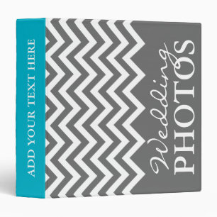 Grey chevron zig zag pattern wedding photo album binder