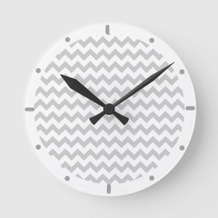 Grey Chevrons On White Wall Clock