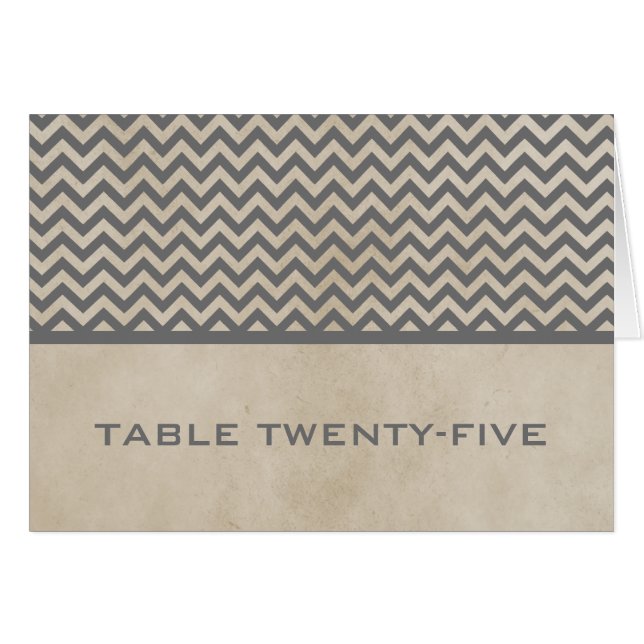 Grey Chic Chevron Table Number Card (Front Horizontal)
