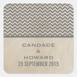 Grey Chic Chevron Wedding Stickers