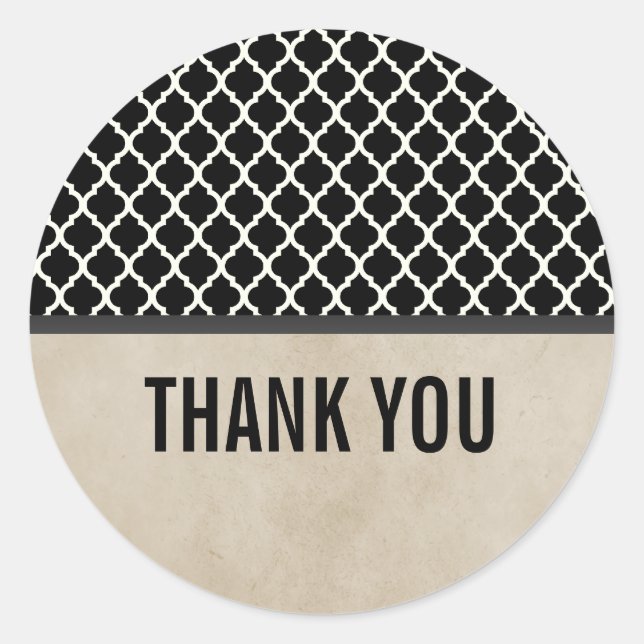 Grey Chic Quatrefoil Thank You Stickers (Front)