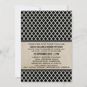 Grey Chic Quatrefoil Wedding Invite